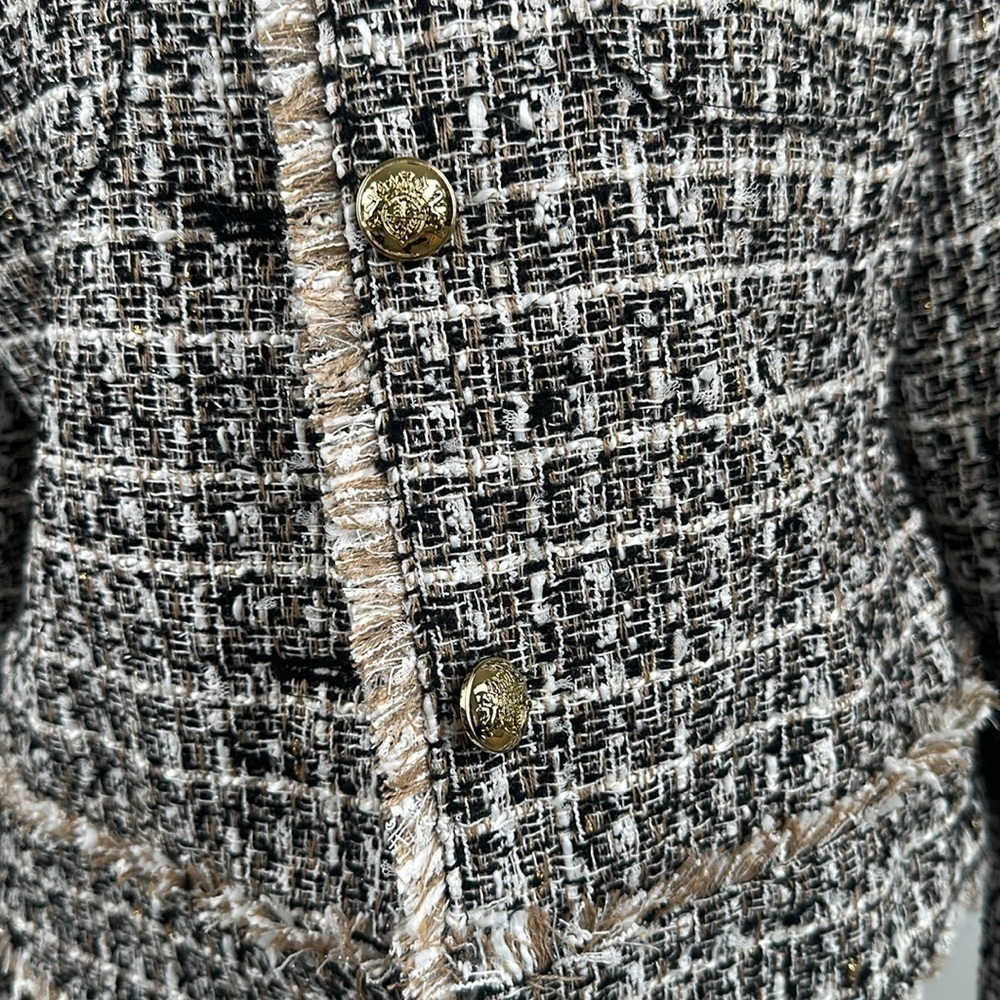 Dennis Basso Tweed Jacket with Pockets Brown/Gold Size 4 NWT - Picture 4 of 11